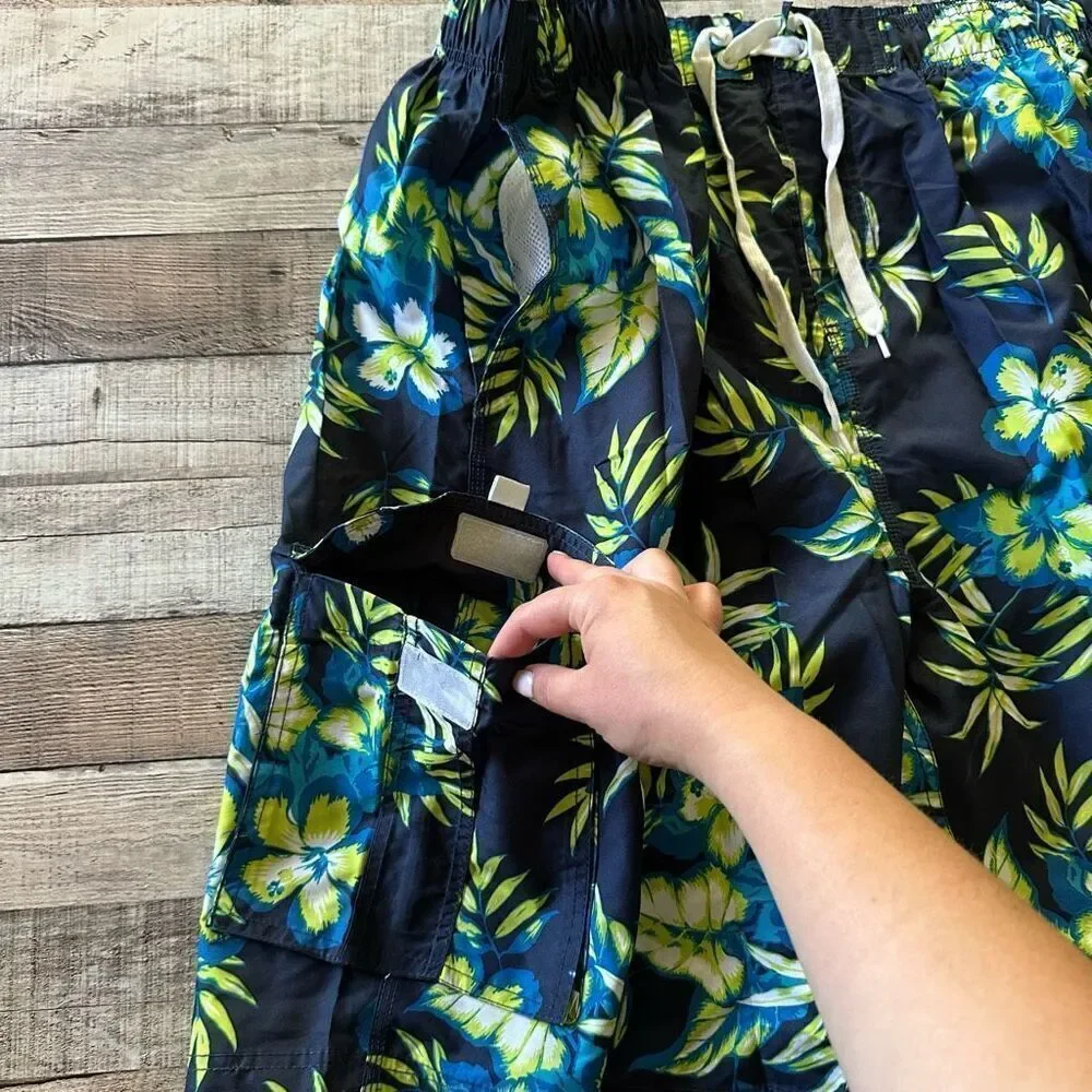 Kanu Surf Men's Monaco Floral Hawaiian Vacation Beach Pool Swim Trunks | 5XL